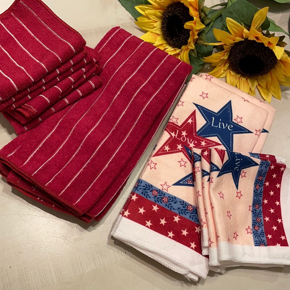 Live Love Laugh Americana Kitchen Towel Set 16 PC